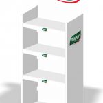 Espositore in polipropilene alveolare a ripiani