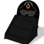 Espositore da banco in plastica con ripiani a scalare