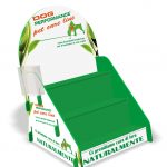 Espositore da banco in plastica con ripiani a scalare