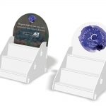 Espositore da banco in polipropilene con piani a scalare SERIARS