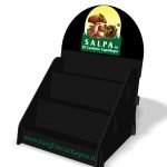 Espositore da banco in polipropilene con piani a scalare SERIARS